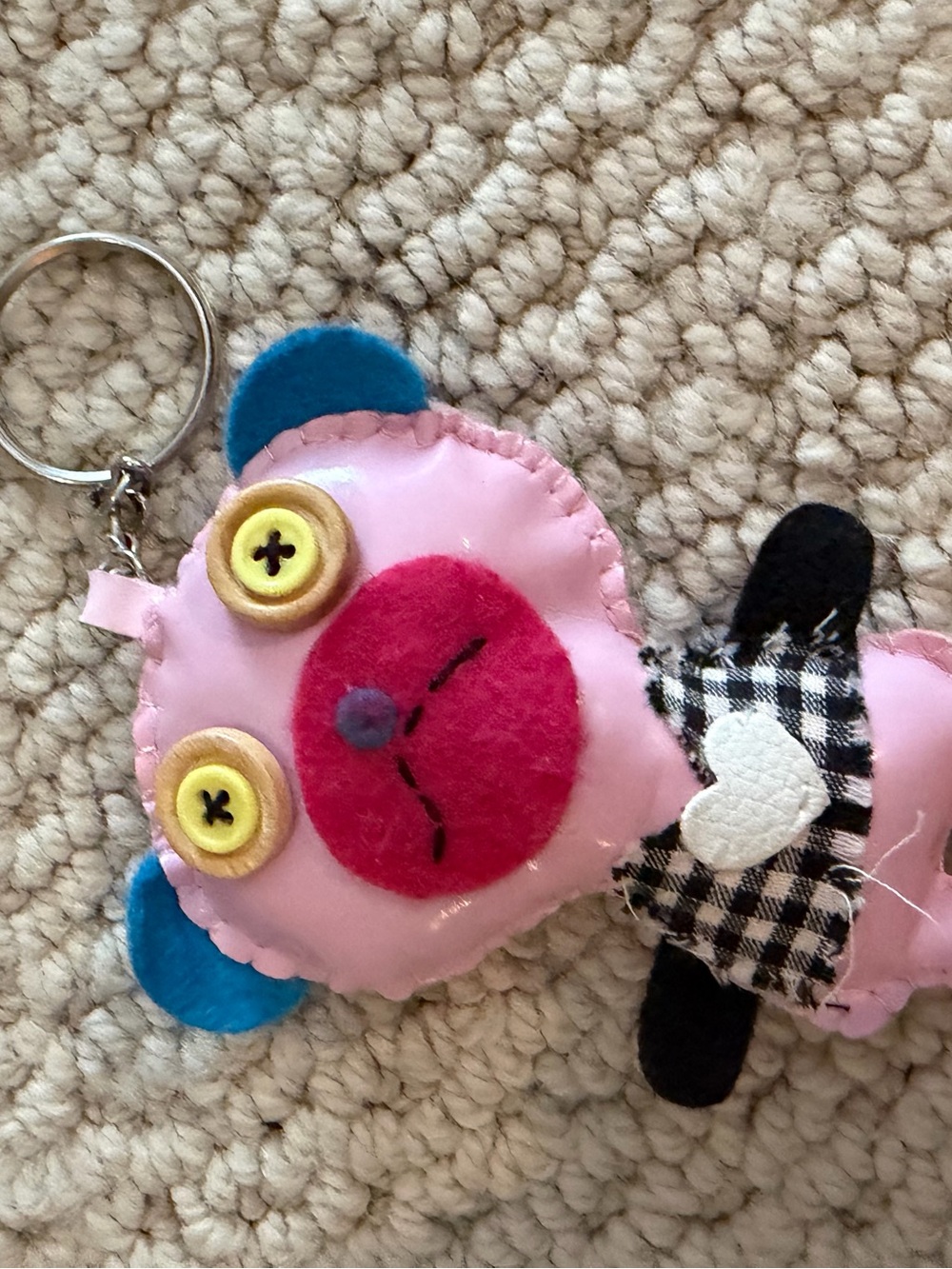 Handmade Pink Bear Keychain Plush Toy - Kids Toys